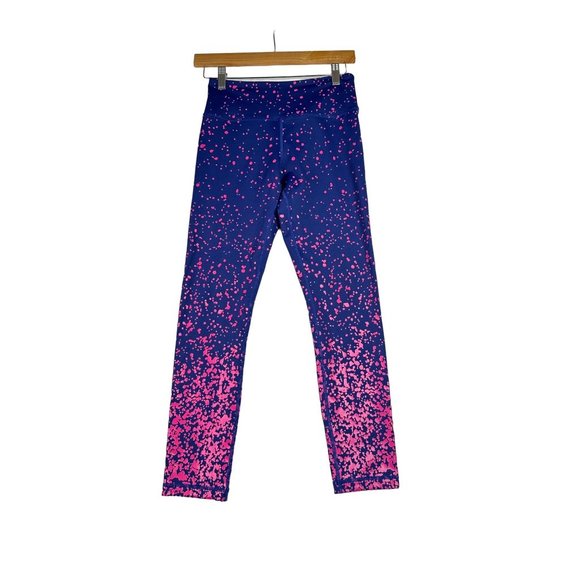 Zyia Active Leggings Navy with Pink Splatter sz 4 - Picture 2 of 10